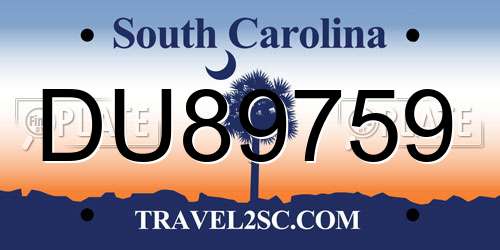 DU89759 South Carolina License Plate