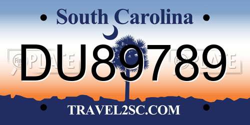 DU89789 South Carolina License Plate
