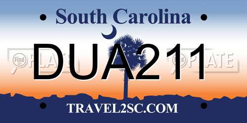 DUA211 South Carolina License Plate