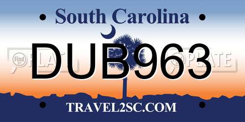 DUB963 South Carolina License Plate