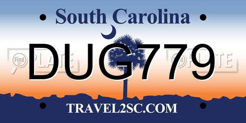DUG779 South Carolina License Plate