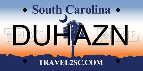 DUHAZN South Carolina License Plate
