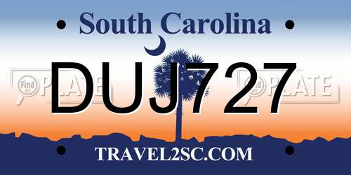 DUJ727 South Carolina License Plate