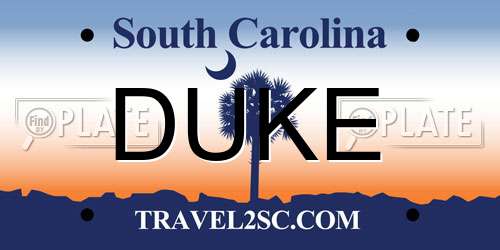 DUKE South Carolina License Plate