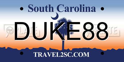 DUKE88 South Carolina License Plate