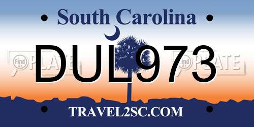DUL973 South Carolina License Plate
