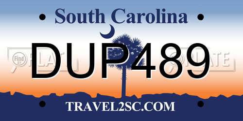 DUP489 South Carolina License Plate