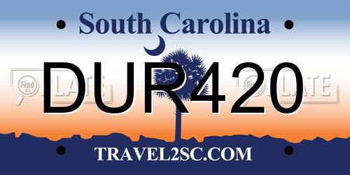 DUR420 South Carolina License Plate