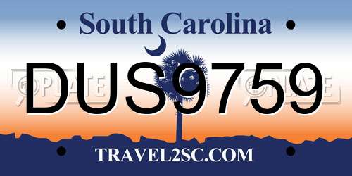 DUS9759 South Carolina License Plate