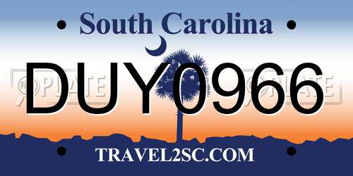 DUY0966 South Carolina License Plate