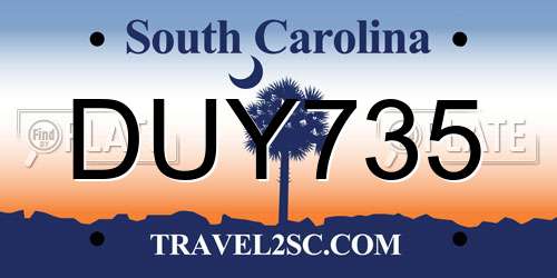 DUY735 South Carolina License Plate