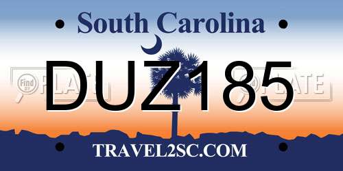 DUZ185 South Carolina License Plate