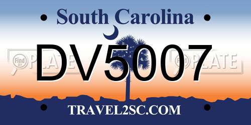 DV5007 South Carolina License Plate