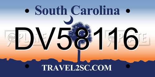 DV58116 South Carolina License Plate