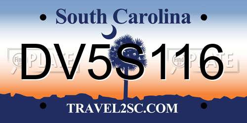 DV5S116 South Carolina License Plate