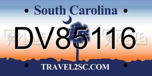 DV85116 South Carolina License Plate