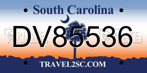 DV85536 South Carolina License Plate