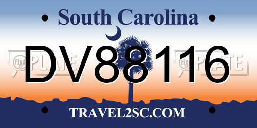 DV88116 South Carolina License Plate