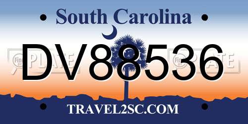 DV88536 South Carolina License Plate