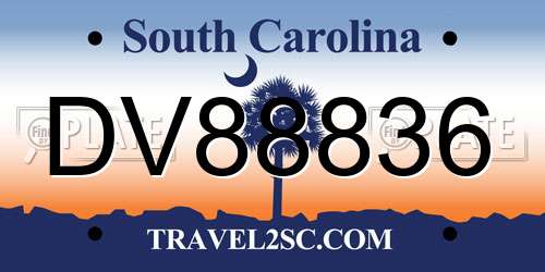 DV88836 South Carolina License Plate