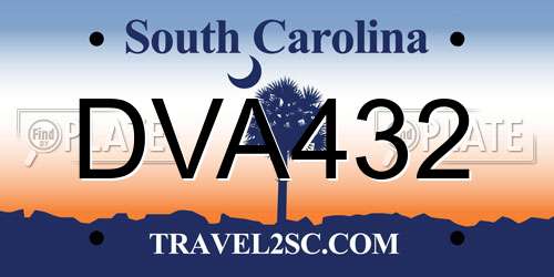 DVA432 South Carolina License Plate