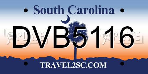 DVB5116 South Carolina License Plate
