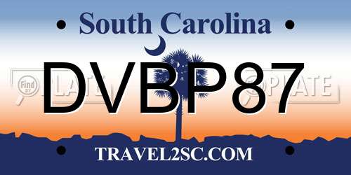 DVBP87 South Carolina License Plate