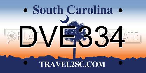 DVE334 South Carolina License Plate