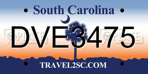 DVE3475 South Carolina License Plate