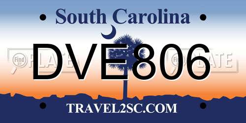 DVE806 South Carolina License Plate