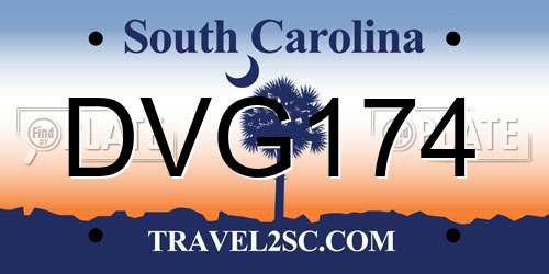 DVG174 South Carolina License Plate