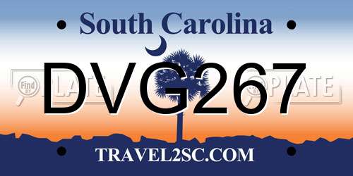 DVG267 South Carolina License Plate