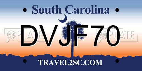 DVJF70 South Carolina License Plate