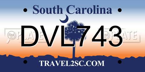DVL743 South Carolina License Plate