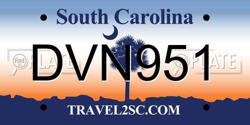 DVN951 South Carolina License Plate