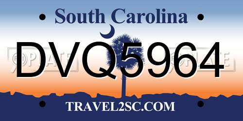 DVQ5964 South Carolina License Plate