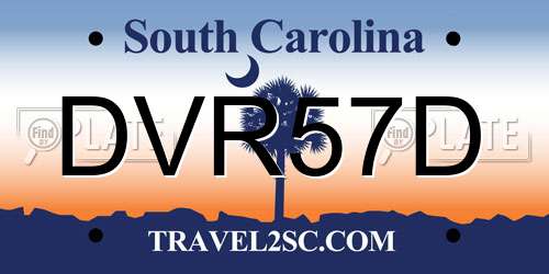 DVR57D South Carolina License Plate