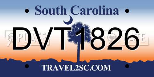 DVT1826 South Carolina License Plate