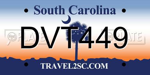 DVT449 South Carolina License Plate