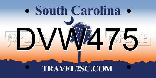 DVW475 South Carolina License Plate