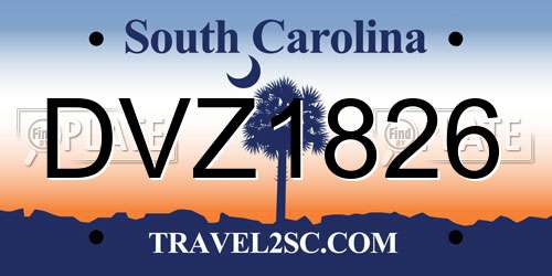 DVZ1826 South Carolina License Plate