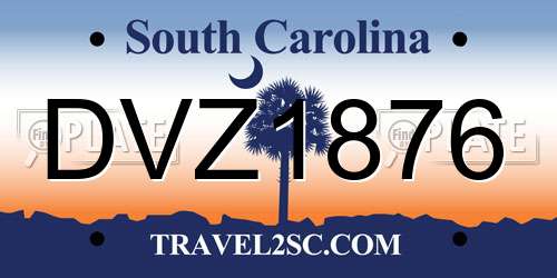 DVZ1876 South Carolina License Plate