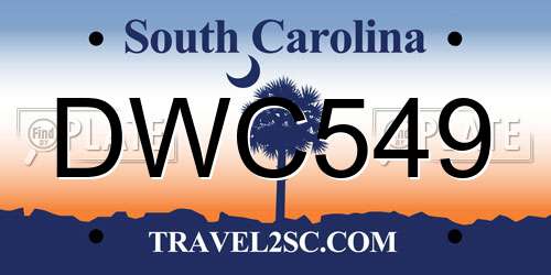 DWC549 South Carolina License Plate