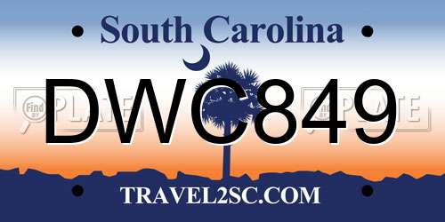 DWC849 South Carolina License Plate