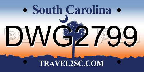 DWG2799 South Carolina License Plate