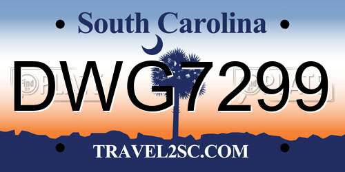 DWG7299 South Carolina License Plate