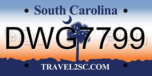 DWG7799 South Carolina License Plate