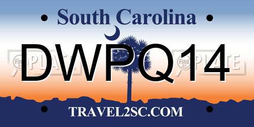 DWPQ14 South Carolina License Plate