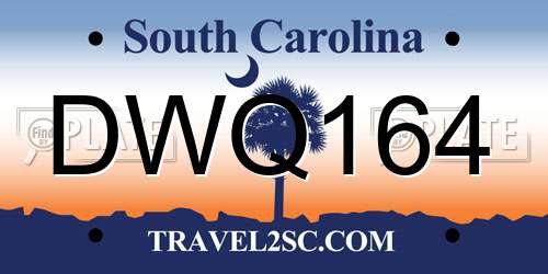DWQ164 South Carolina License Plate