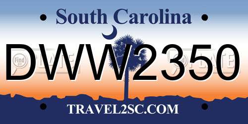 DWW2350 South Carolina License Plate
